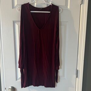 Lulu's Burgundy Long Sleeve Dress